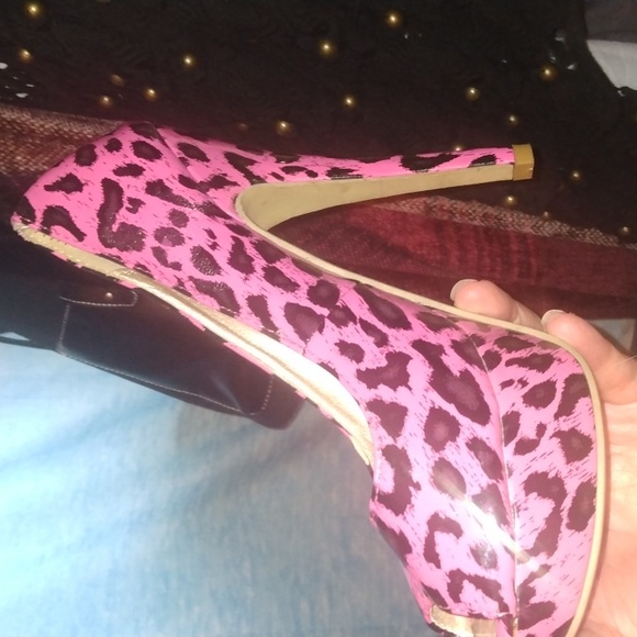 Ami clubwear pink leopard pattern heels sz 7 - Picture 9 of 17